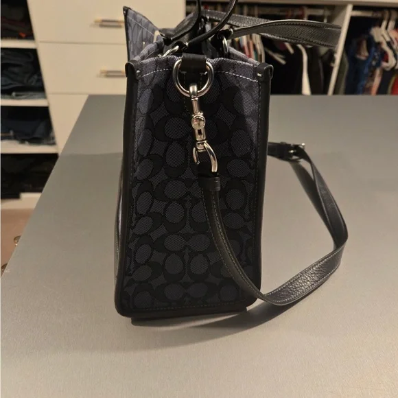 Coach Navy and Black Signature Tote - Picture 2 of 9
